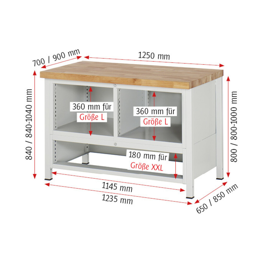 Rau Werkbank 8931A2, H840mm, 7x Schublade-TA