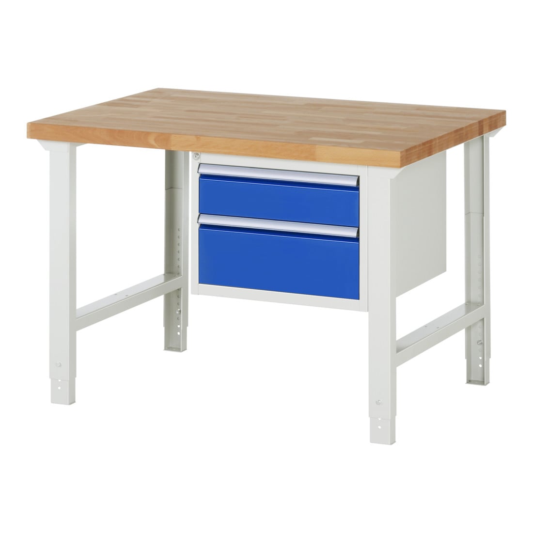 Rau Werkbank höhenverstellbar 7123A1, B1250xT900xH790-1140mm, 2x Schublade-TA