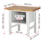 Rau Werkbank 7127A1, H790-1140mm, höhenverstellbar, 3x Schublade-TA-2