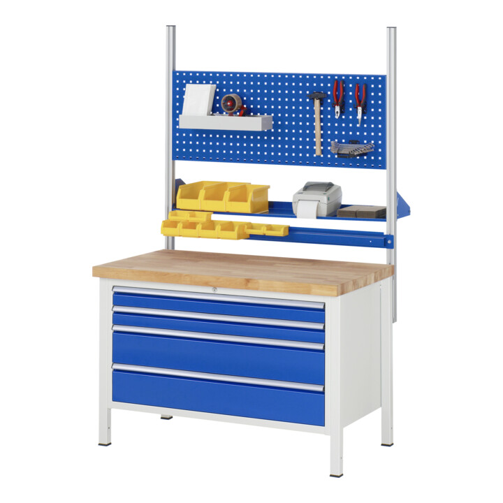 Rau Werkbank höhenverstellbar 8359A2, B1250xT700xH840-1040mm, 2x Schublade-TA