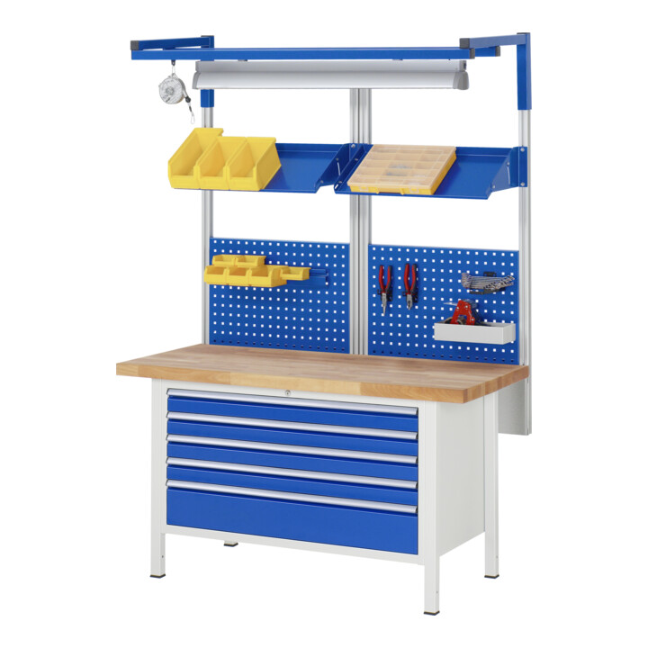 Rau Werkbank höhenverstellbar 8362A2, B1500xT700xH840-1040mm, 4x Schublade-TA