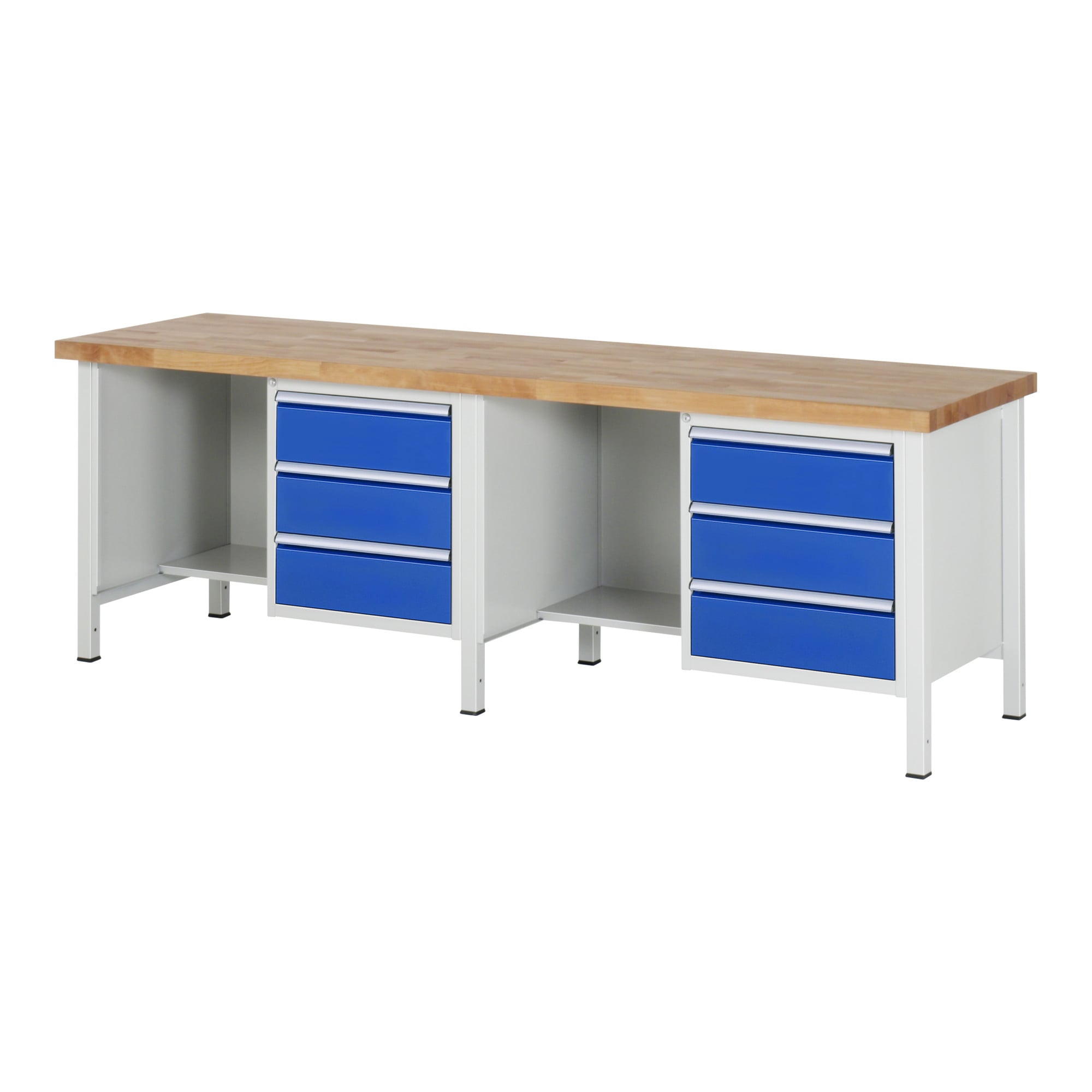 Rau Werkbank höhenverstellbar 8452A2, B2500xT700xH840-1040mm, 6x Schublade-TA