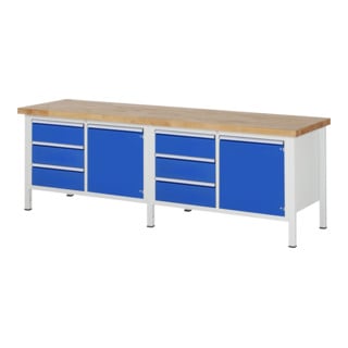 Rau Werkbank 8468A2, H840-1040mm, höhenverstellbar, 6x Schublade-TA, 2x Tür