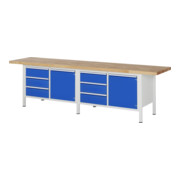 Rau Werkbank 8468A2, H840-1040mm, höhenverstellbar, 6x Schublade-TA, 2x Tür