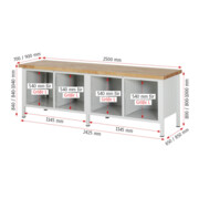 Rau Werkbank 8479A2, H840-1040mm, höhenverstellbar, 16x Schublade-TA-5