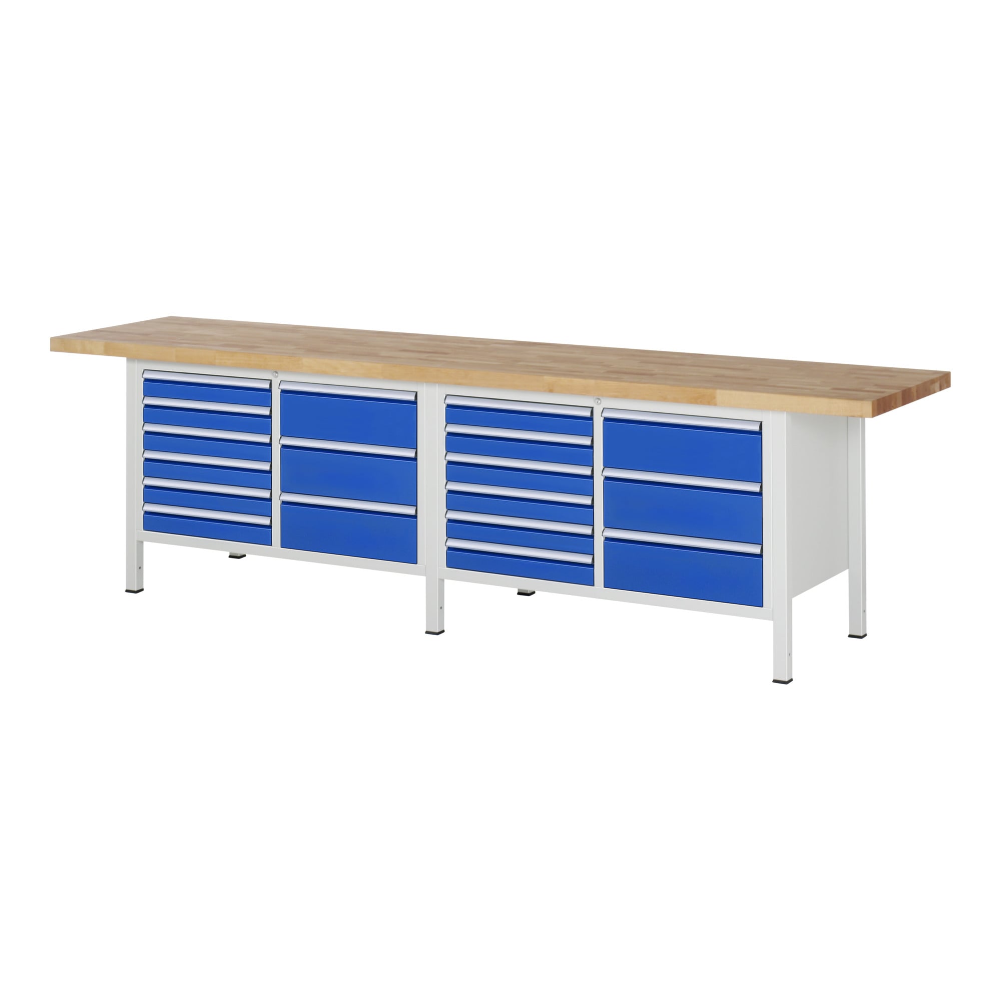 Rau Werkbank höhenverstellbar 8479A2, B3000xT700xH840-1040mm, 16x Schublade-TA