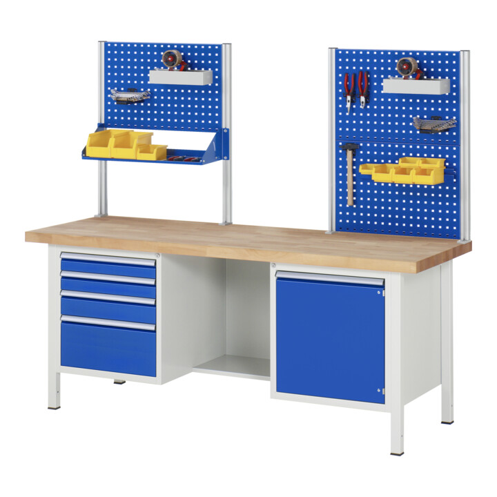 Rau Werkbank höhenverstellbar 8551A2, B2000xT700xH840-1040mm, 2x Schublade-TA, 2x Tür