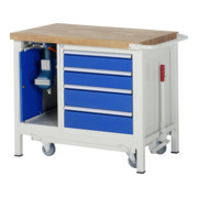 Rau Werkbank mit Fahrgestell 8185, T700xH880mm, 4x Schublade-TA, 1xSSK-2
