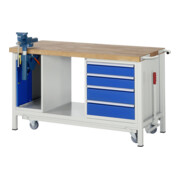 Rau Werkbank mit Fahrgestell 8185, T700xH880mm, 4x Schublade-TA, 1xSSK