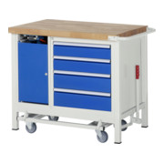 Rau Werkbank mit Fahrgestell 8185, T700xH880mm, 4x Schublade-TA, 1xSSK-2