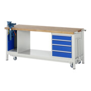 Rau Werkbank mit Fahrgestell 8185, T700xH880mm, 4x Schublade-TA, 1xSSK
