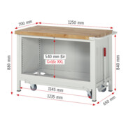 Rau Werkbank mit Fahrgestell 8362, T700xH880mm, 4x Schublade-TA-5
