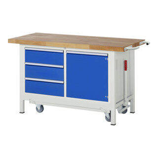 Rau Werkbank mit Fahrgestell 8468, T700xH880mm, 3x Schublade-TA, 1x Tür