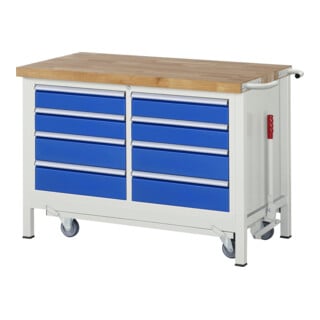 Rau Werkbank mit Fahrgestell 8477, T700xH880mm, 8x Schublade-TA
