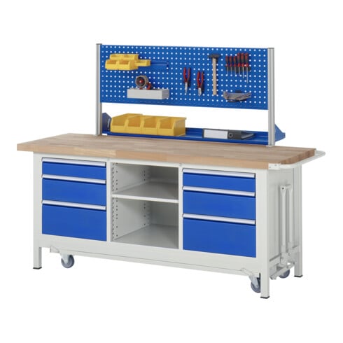 Rau Werkbank mit Fahrgestell 8564, B2000xT700xH880mm, 6x Schublade-TA