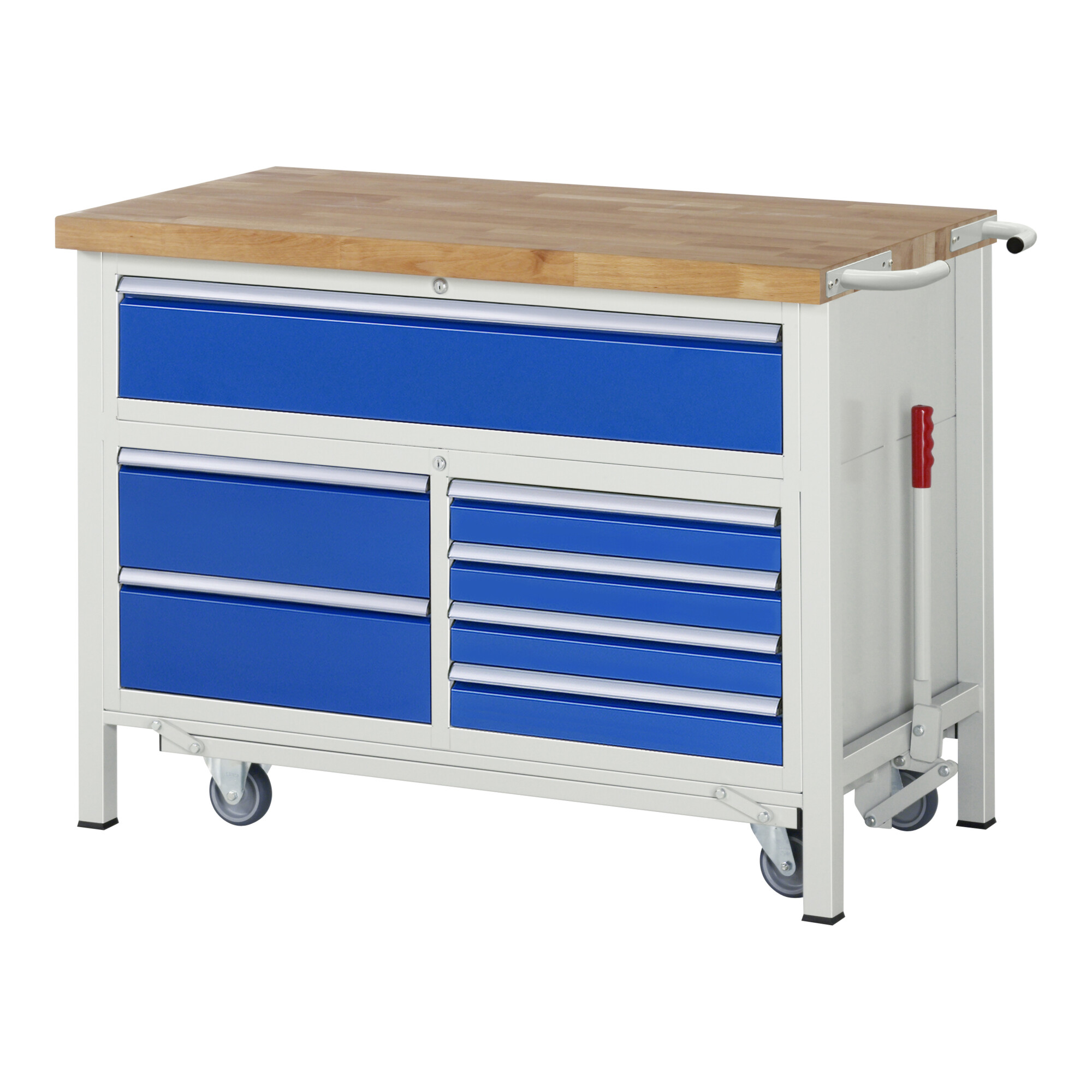 Rau Werkbank mit Fahrgestell 8921, B1250xT700xH880mm, 5x Schublade-TA