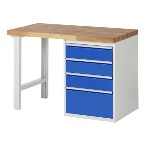 Rau Werkbank Modell 7510 mit 4 Schubladen BxTxH 1250x900x840mm