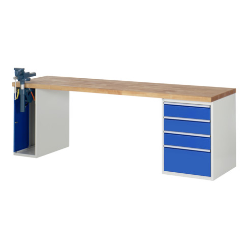 Rau Werkbank Modell 7510 mit 4 Schubladen und Schrank BxTxH 2500x900x840mm
