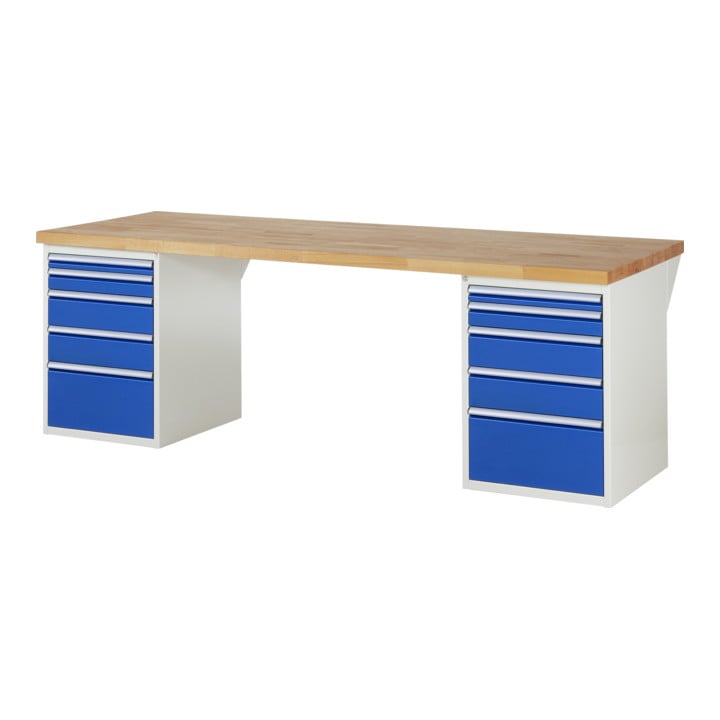 Rau Werkbank Modell 7511 mit 10 Schubladen BxTxH 2500x900x840mm
