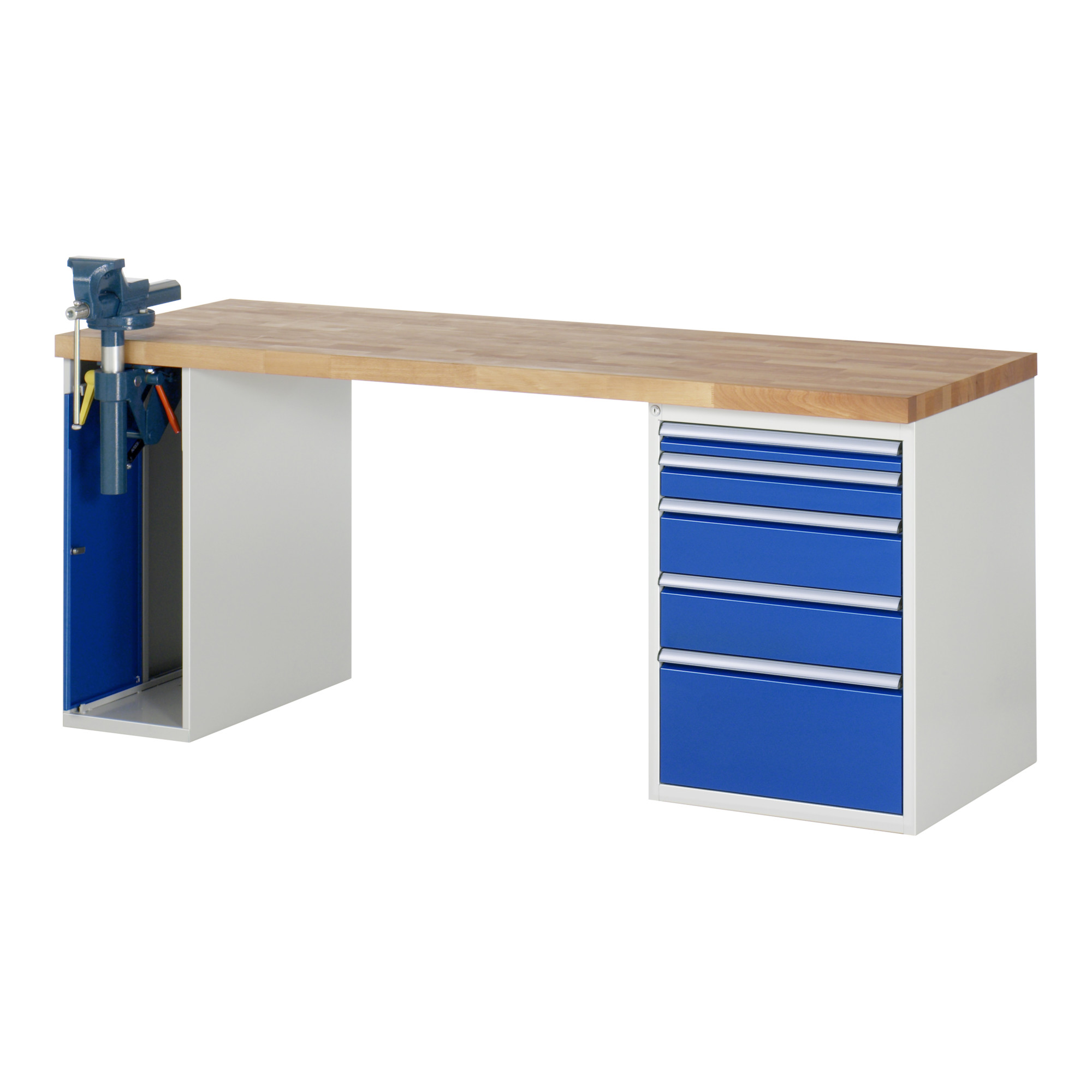 Rau Werkbank Modell 7511 mit 5 Schubladen und Schrank BxTxH 2000x700x840mm