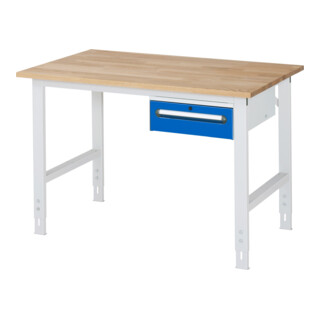 Rau Werktafel Tom in hoogte verstelbaar KM02, B1250xD800xH760-1080mm, B-blad-25mm