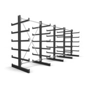 Rayonnage à bras en porte-à-faux STIER, double, 4 travées avec 5 niveaux 5200x2000x500 mm