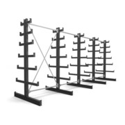 Rayonnage à bras en porte-à-faux STIER, double, 4 travées avec 6 niveaux décroissants 5200x2000x500 mm