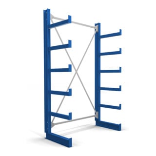 STIER rayonnage cantilever unilatéral à 5 niveaux bleu de gentiane