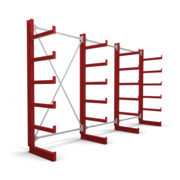 STIER rayonnage cantilever unilatéral à 5 niveaux rouge-feu