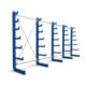 Rayonnage à bras en porte-à-faux STIER, simple, 4 travées avec 6 niveaux décroissants 5200x2000x500 mm, bleu gentiane