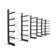 Rayonnage à bras en porte-à-faux STIER, simple, 5 travées avec 5 niveaux 6500x2000x500 mm