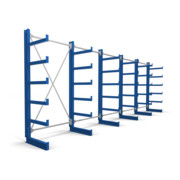 Rayonnage à bras en porte-à-faux STIER, simple, 5 travées avec 5 niveaux 6500x2000x500 mm, bleu gentiane