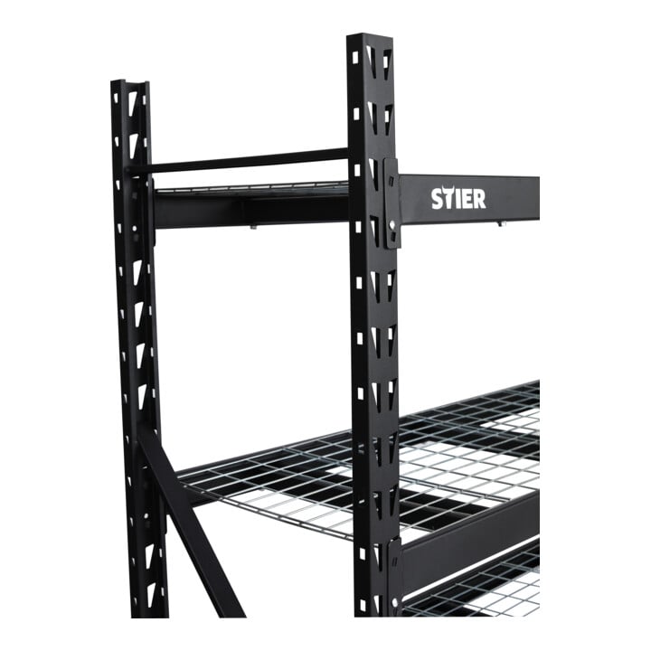 Rayonnage à tablettes en caillebotis STIER, charge par casier 400 kg, lxLxH 1950x610x1830 mm