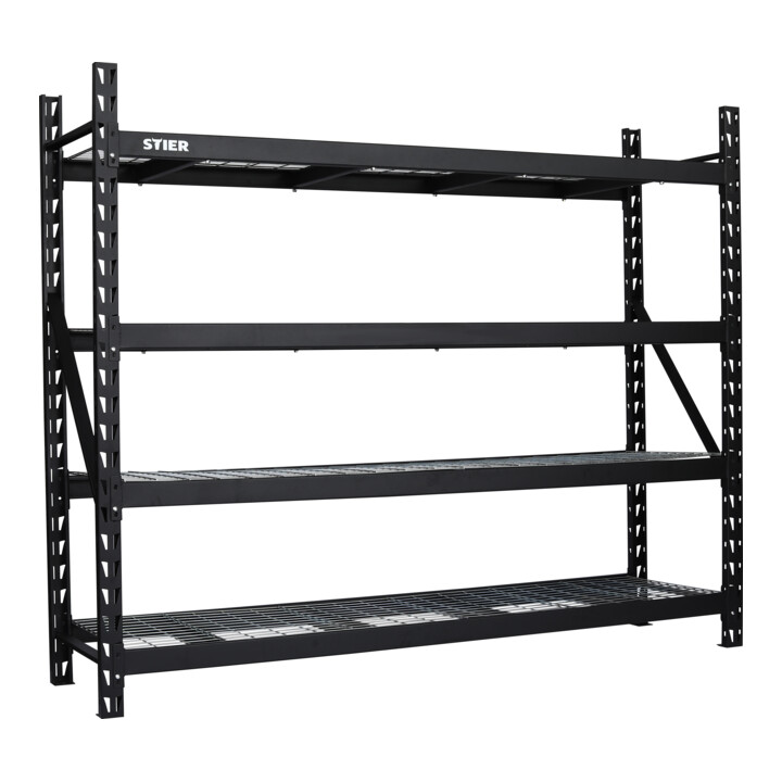 Rayonnage à tablettes en caillebotis STIER, charge par casier 400 kg, lxLxH 1950x610x1830 mm