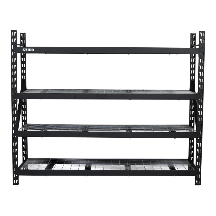 Rayonnage à tablettes en caillebotis STIER, charge par casier 400 kg, lxLxH 1950x610x1830 mm