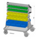 Rayonnage mobile bilatéral 56 bacs de rangement PS laqué à la poudre gris clair, 720 x 905 mm