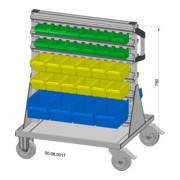 Rayonnage mobile bilatéral 56 bacs de rangement PS laqué à la poudre gris clair, 720 x 905 mm-1