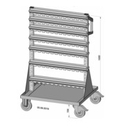 Rayonnage mobile bilatéral 62 bacs de rangement PS laqué à la poudre gris clair, 720 x 1155 mm-5