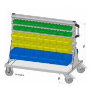 Rayonnage mobile bilatéral 84 bacs de rangement PS laqué à la poudre gris clair, 1030 x 905 mm-1