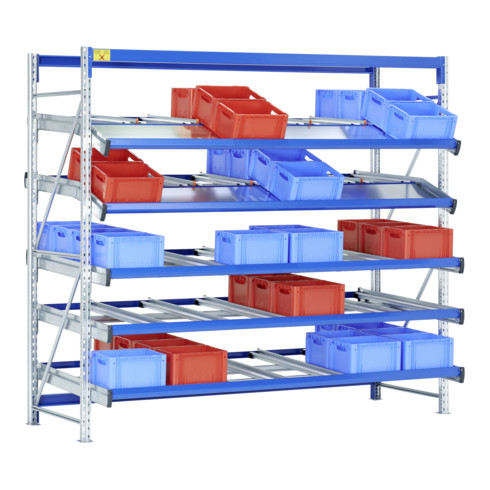 Rayonnage SDS / Rayonnage SF4 Bito L2820xH2500xT2500 mm 60RL, travée de base droite/pliée bleu gentiane