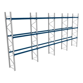 Rayonnages à palettes en kit complet Bito l 11400 x p 1100 x H 5500 montants galvanis