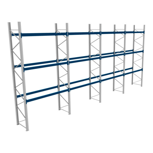 Rayonnages à palettes en kit complet Bito l 11400 x p 1100 x H 5500 montants galvanis