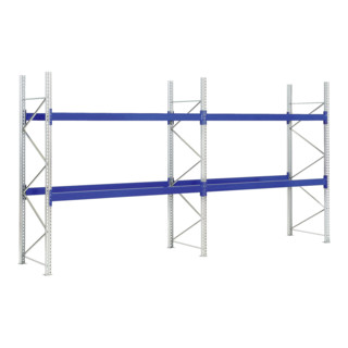 Rayonnages à palettes kit complet l 28400 x p 1100 x H 5000 montants galvanis 1100 mm 1800 kg
