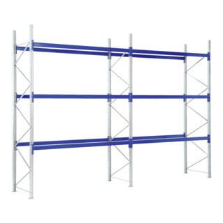 Rayonnages à palettes kit complet l 28400 x p 1100 x H 5000 montants galvanis 1100 mm