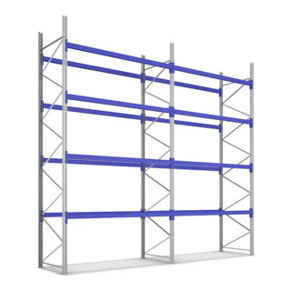 Rayonnages à palettes kit complet l 28400 x p 1100 x H 6000 montants galvanis 1100 mm 2400 kg