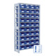 Rayonnages à tablettes équipés de bacs Bito SK p 324 x H 1850 bacs en bleu-1