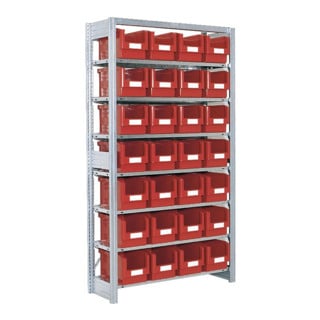 Porte-conteneurs Bito avec 32 bacs de stockage à façade ouverte, galvanisé sur le terrain de base