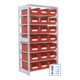 Rayonnages à tablettes équipés de bacs Bito SK p 524 x H 1850 bacs en rouge-1