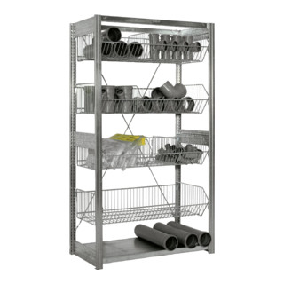 Rayonnage Bito Paniers grillagés Section de base galvanisée 524 mm 100 kg