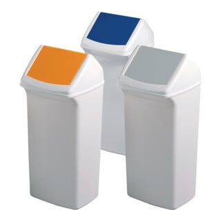 Recyclable afvalbak 40l H747xB320xD366mm wit geel met deksel DURABLE